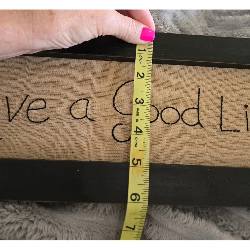 Dennis East International Live a Good Life Embroidered Burlap Framed Wall Plaque